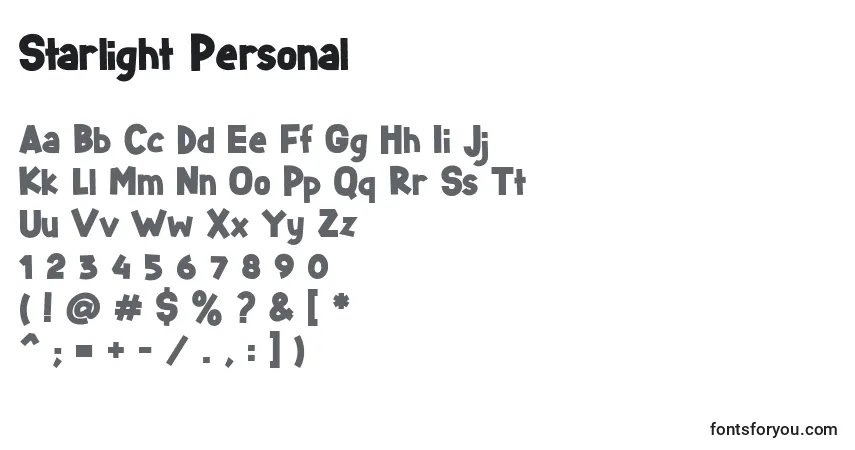 Шрифт Starlight Personal – алфавит, цифры, специальные символы