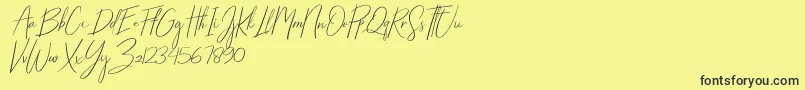 Fonte Starlights Italic – fontes pretas em um fundo amarelo