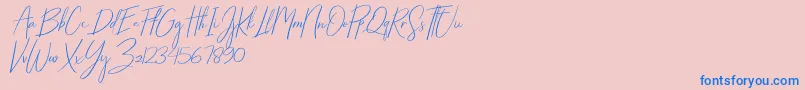 Starlights Italic-Schriftart – Blaue Schriften auf rosa Hintergrund