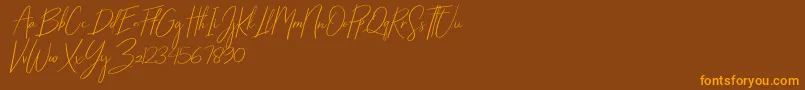 Starlights Italic-Schriftart – Orangefarbene Schriften auf braunem Hintergrund