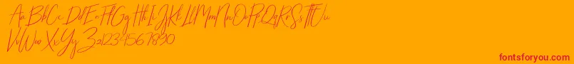 フォントStarlights Italic – オレンジの背景に赤い文字