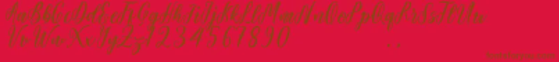 Starlove Demo-Schriftart – Braune Schriften auf rotem Hintergrund