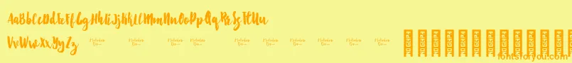 Starshine Demo-Schriftart – Orangefarbene Schriften auf gelbem Hintergrund