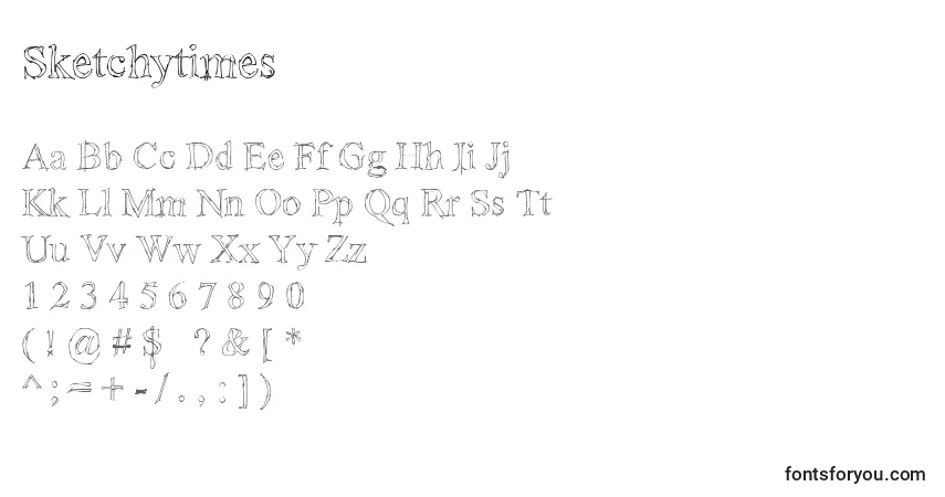 A fonte Sketchytimes – alfabeto, números, caracteres especiais