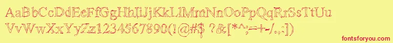 Sketchytimes-Schriftart – Rote Schriften auf gelbem Hintergrund