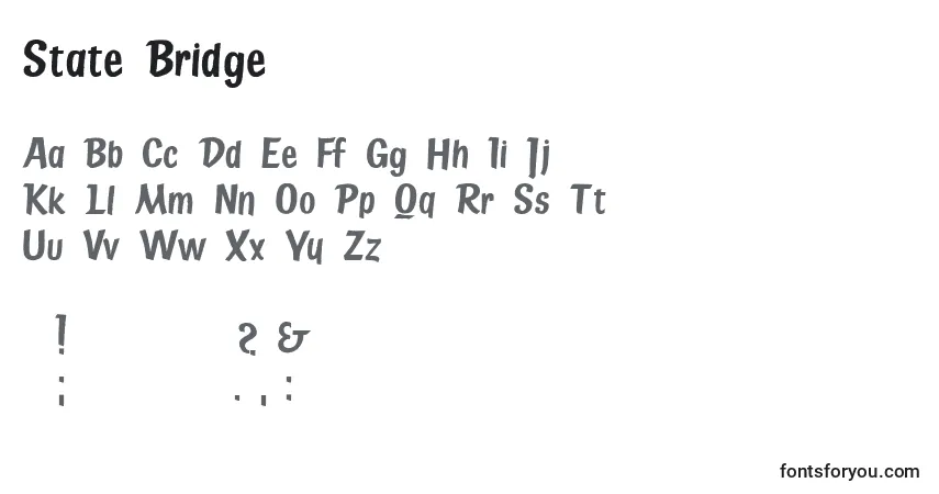 A fonte State Bridge – alfabeto, números, caracteres especiais