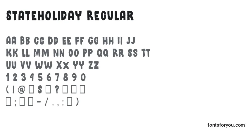 A fonte StateHoliday Regular – alfabeto, números, caracteres especiais