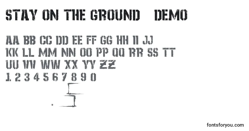 A fonte Stay On The Ground   DEMO – alfabeto, números, caracteres especiais