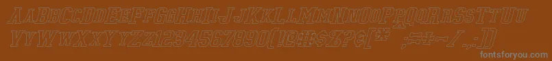 TonopahHollowItalic-Schriftart – Graue Schriften auf braunem Hintergrund