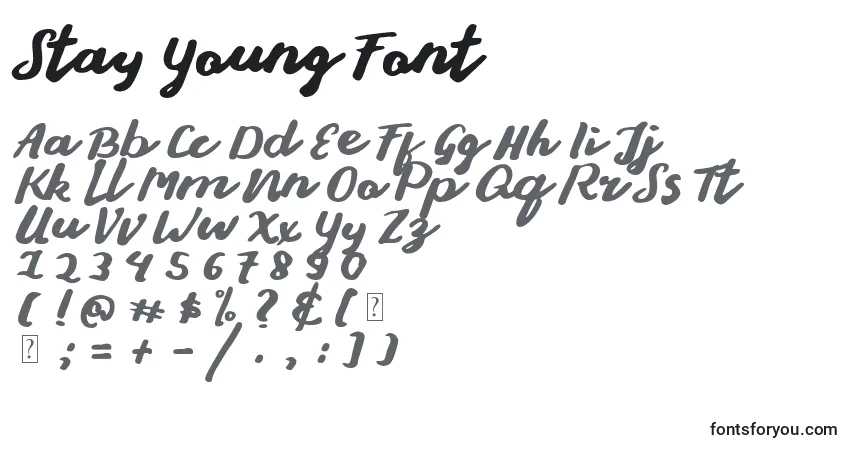 Schriftart Stay Young Font – Alphabet, Zahlen, spezielle Symbole