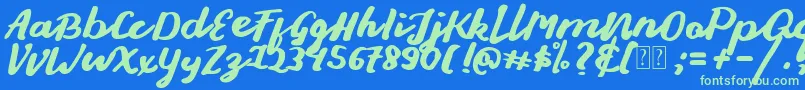 フォントStay Young Font – 青い背景に緑のフォント