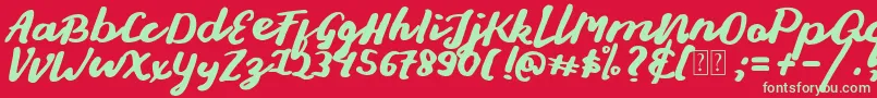 フォントStay Young Font – 赤い背景に緑の文字