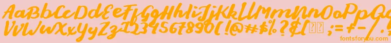 フォントStay Young Font – オレンジの文字がピンクの背景にあります。