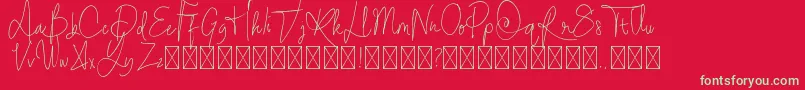 StayOntheway-Schriftart – Grüne Schriften auf rotem Hintergrund