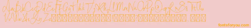StayOntheway-Schriftart – Orangefarbene Schriften auf rosa Hintergrund
