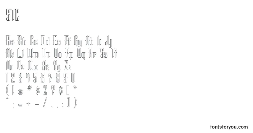 A fonte STC      (141927) – alfabeto, números, caracteres especiais