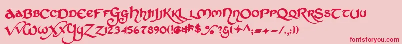 フォントStchd    – ピンクの背景に赤い文字