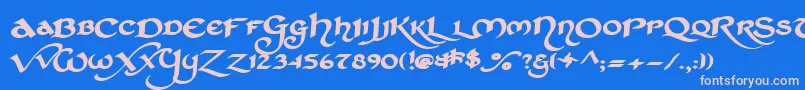 Stched   Font – Pink Fonts on Blue Background