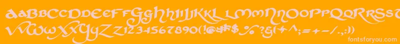 Stched  -Schriftart – Rosa Schriften auf orangefarbenem Hintergrund