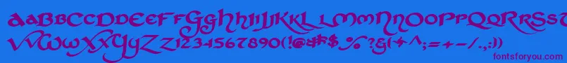 Stched   Font – Purple Fonts on Blue Background