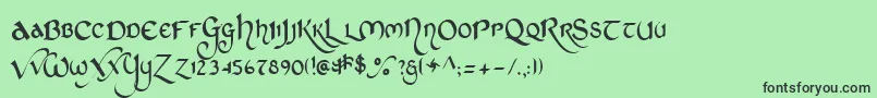 フォントStcht    – 緑の背景に黒い文字