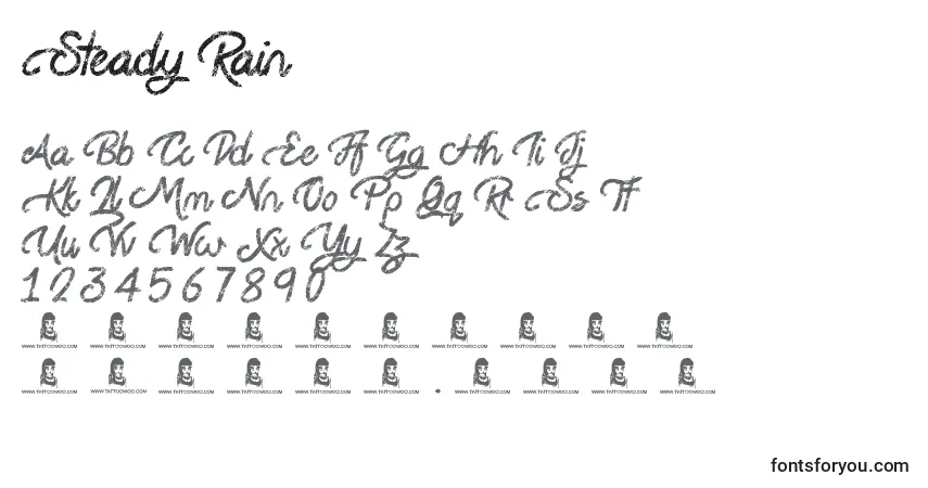 Schriftart Steady Rain – Alphabet, Zahlen, spezielle Symbole