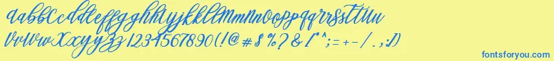 Steady-Schriftart – Blaue Schriften auf gelbem Hintergrund