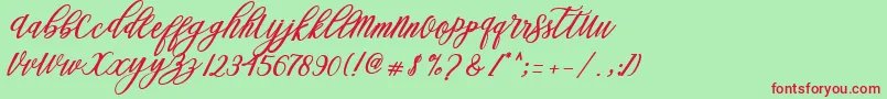 Steady Font – Red Fonts on Green Background