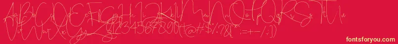 Stealletto-Schriftart – Gelbe Schriften auf rotem Hintergrund