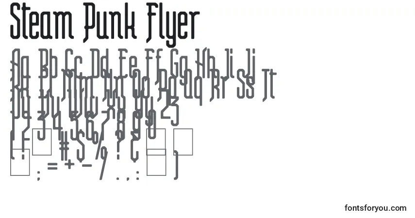 Fuente Steam Punk Flyer - alfabeto, números, caracteres especiales
