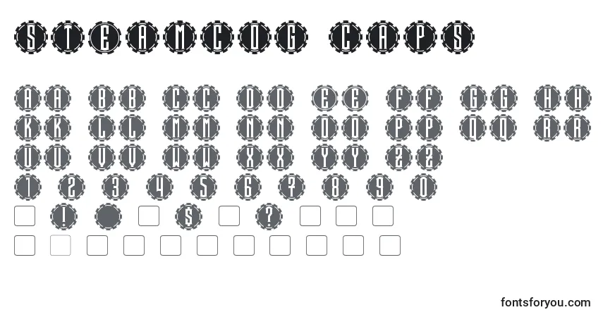 Schriftart Steamcog Caps – Alphabet, Zahlen, spezielle Symbole