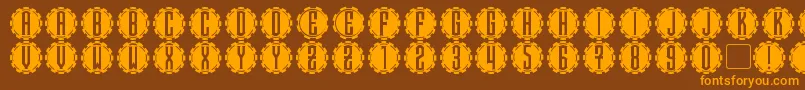 Steamcog Caps Font – Orange Fonts on Brown Background