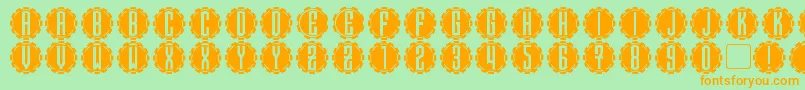 Steamcog Caps Font – Orange Fonts on Green Background
