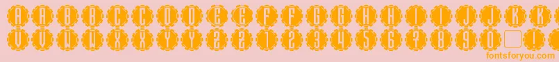 Steamcog Caps Font – Orange Fonts on Pink Background