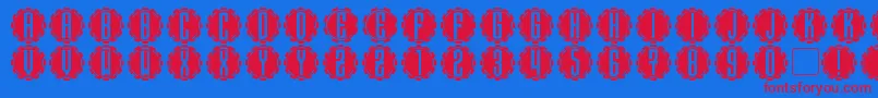 Fonte Steamcog Caps – fontes vermelhas em um fundo azul