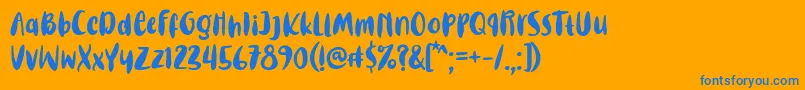 Steaming Grill Font-Schriftart – Blaue Schriften auf orangefarbenem Hintergrund