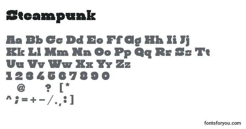 Steampunk-fontti – aakkoset, numerot, erikoismerkit