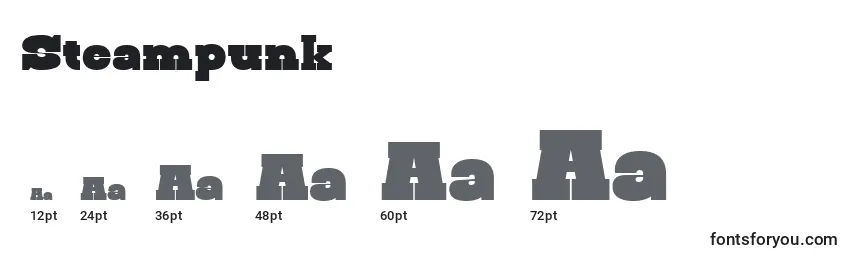 Steampunk Font Sizes