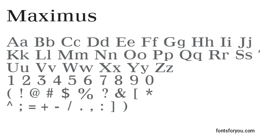 Schriftart Maximus – Alphabet, Zahlen, spezielle Symbole