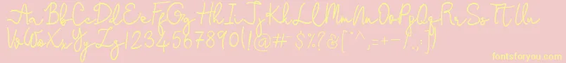 Fonte Stefani – fontes amarelas em um fundo rosa