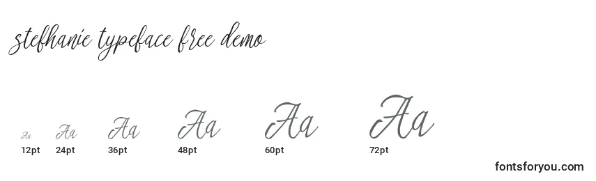 Размеры шрифта Stefhanie typeface free demo