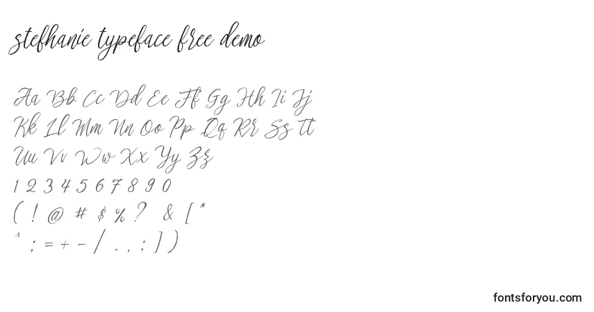 Schriftart Stefhanie typeface free demo (141958) – Alphabet, Zahlen, spezielle Symbole