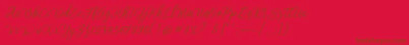 フォントstefhanie typeface free demo – 赤い背景に茶色の文字