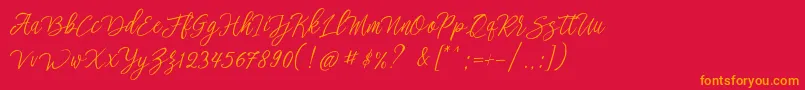 Fonte stefhanie typeface free demo – fontes laranjas em um fundo vermelho