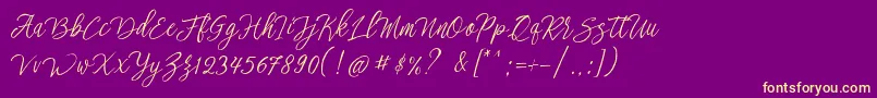 Fonte stefhanie typeface free demo – fontes amarelas em um fundo roxo