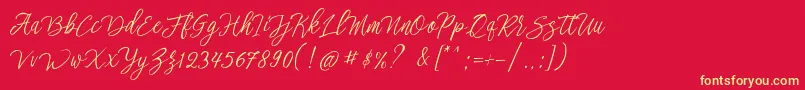 stefhanie typeface free demo-fontti – keltaiset fontit punaisella taustalla