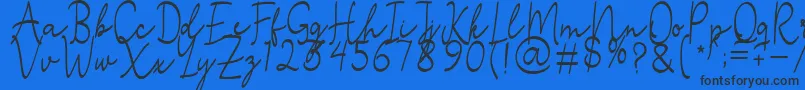 Шрифт Stefian Script 2 – чёрные шрифты на синем фоне