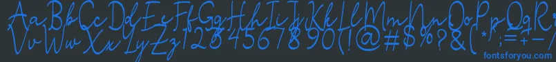 Шрифт Stefian Script 2 – синие шрифты на чёрном фоне
