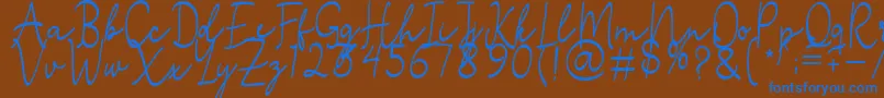 フォントStefian Script 2 – 茶色の背景に青い文字