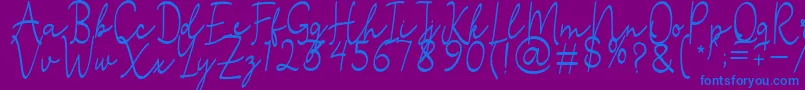 Fonte Stefian Script 2 – fontes azuis em um fundo violeta